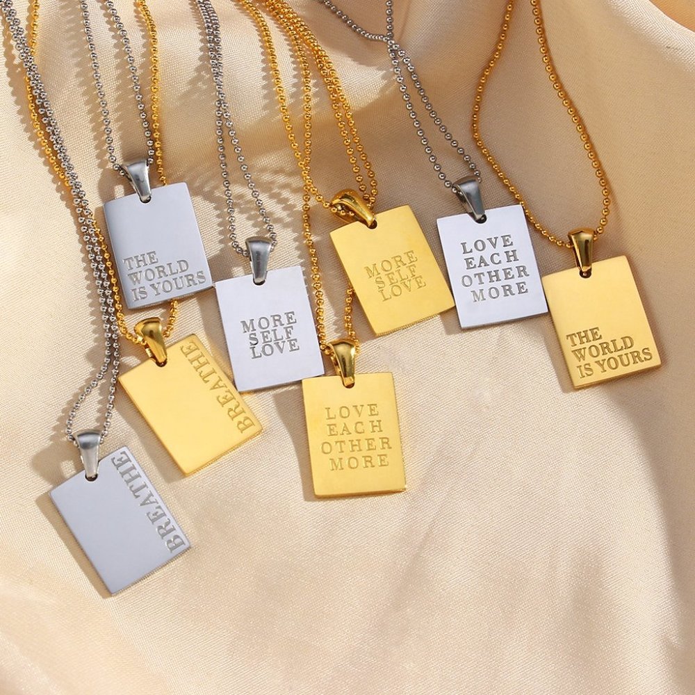Love Each Other More Necklace PVD 18K White Gold Plated Stainless Steel - Picture 6 of 8